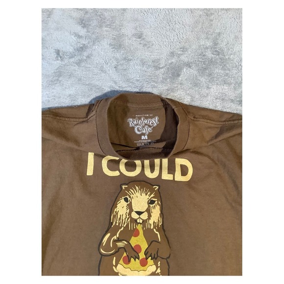 Rainforest Cafe Brown T-Shirt Gopher Pizza Graphic Size M - Picture 2 of 6